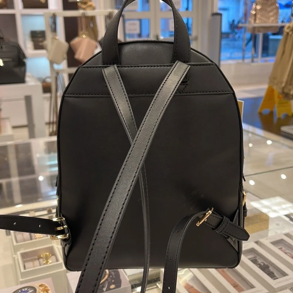 MICHAEL KORS Jaycee Medium zip pocket Pebbled Leather Backpack BLACK color
